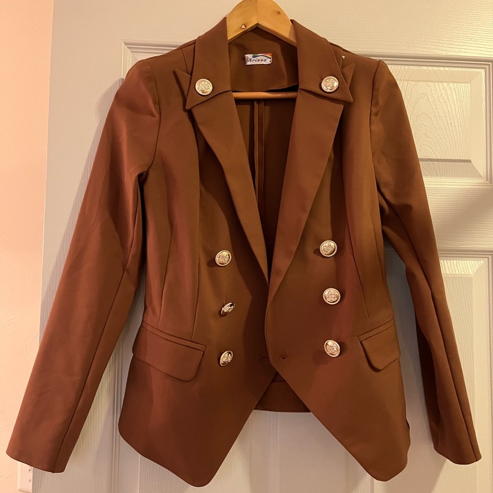 Fitted Double Breasted Women’s Blazer with Gold Buttons